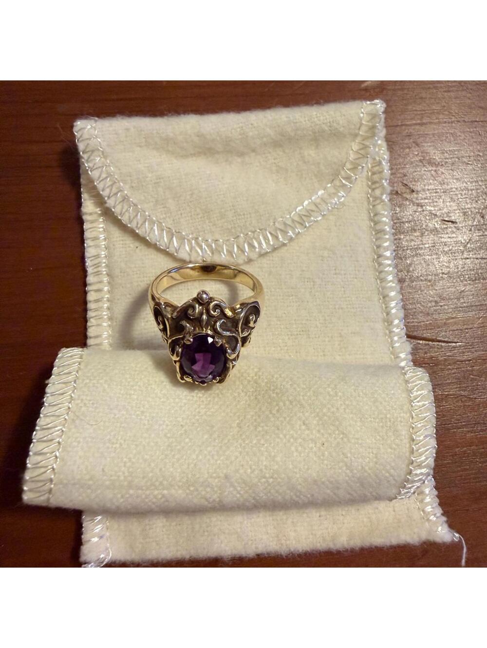 James Avery Vintage 14K Gold Amethyst Cocktail Ring Size 5.5 - Picture 4 of 5